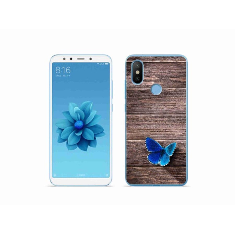 Gelový kryt mmCase na mobil Xiaomi Mi A2 - modrý motýl 1