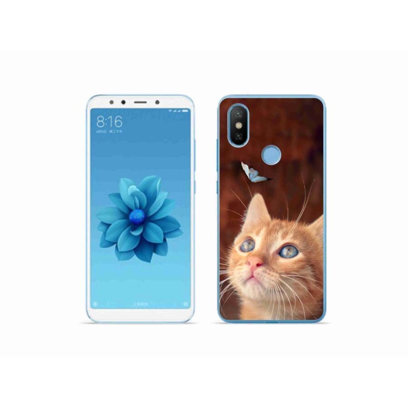 Gelový kryt mmCase na mobil Xiaomi Mi A2 - motýl a kotě