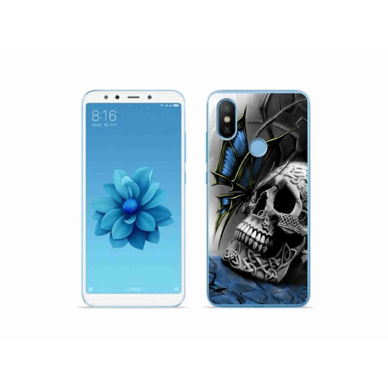 Gelový kryt mmCase na mobil Xiaomi Mi A2 - motýl a lebka