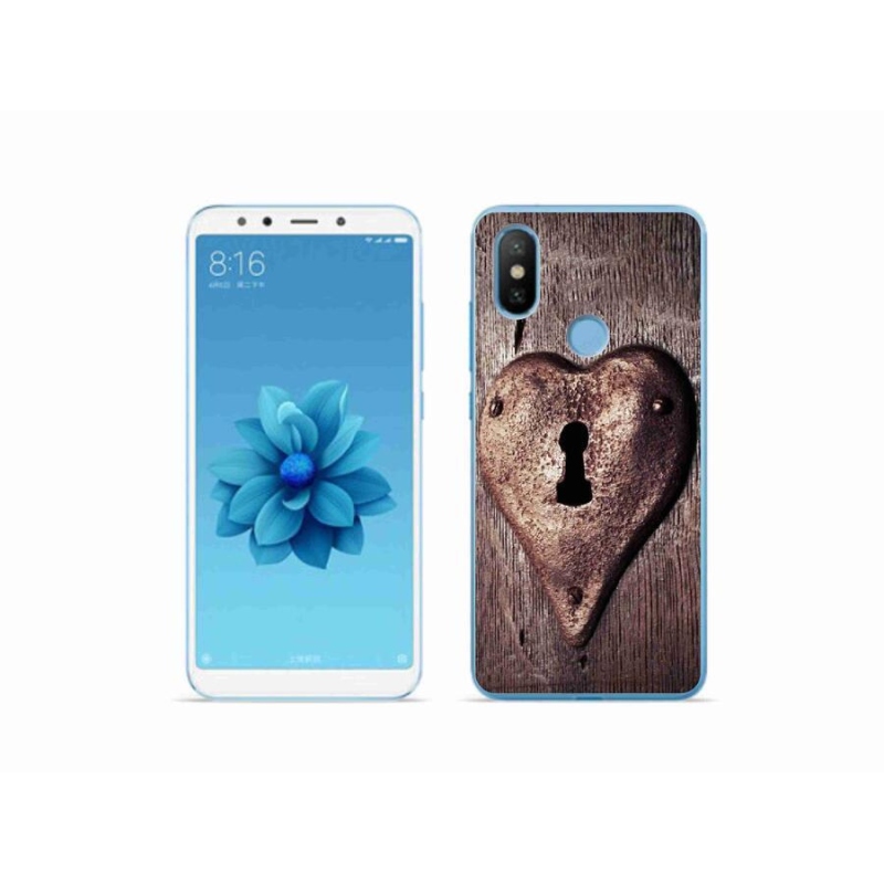 Gelový kryt mmCase na mobil Xiaomi Mi A2 - zámek ve tvaru srdce
