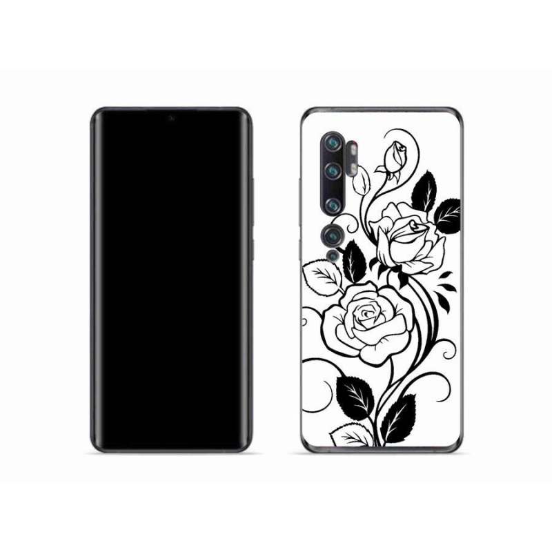 Gelový kryt mmCase na mobil Xiaomi Mi Note 10 - černobílá růže