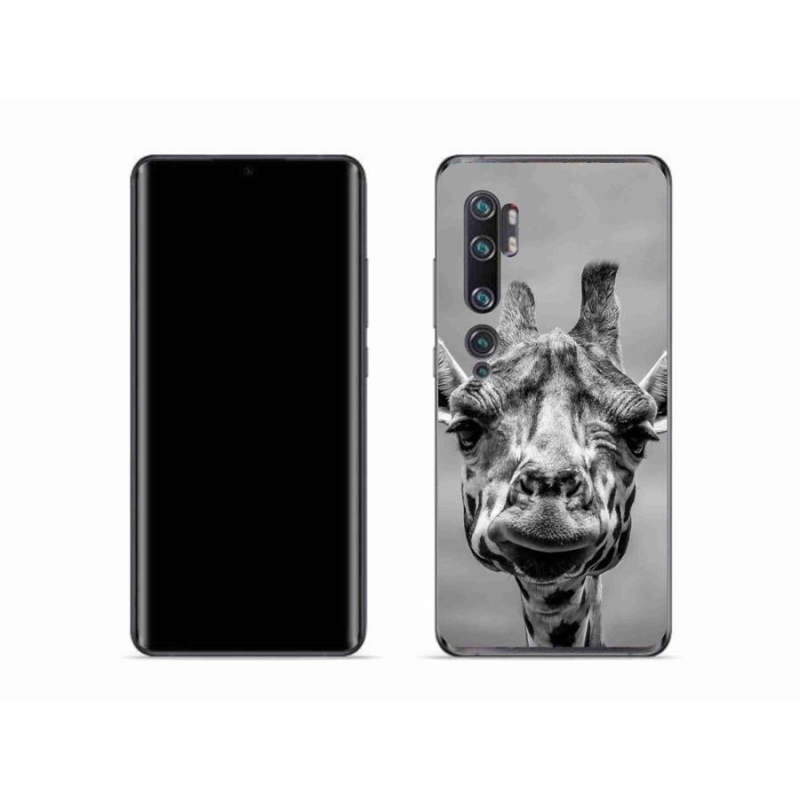 Gelový kryt mmCase na mobil Xiaomi Mi Note 10 - černobílá žirafa