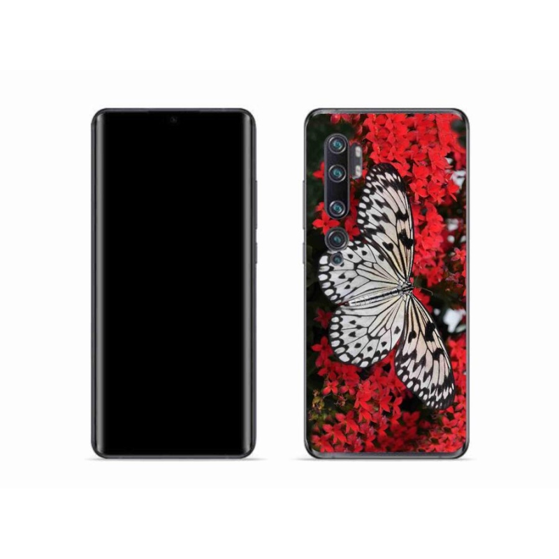 Gelový kryt mmCase na mobil Xiaomi Mi Note 10 - černobílý motýl 1
