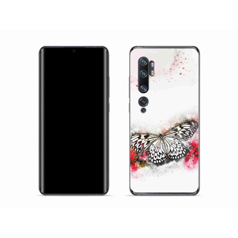 Gelový kryt mmCase na mobil Xiaomi Mi Note 10 - černobílý motýl