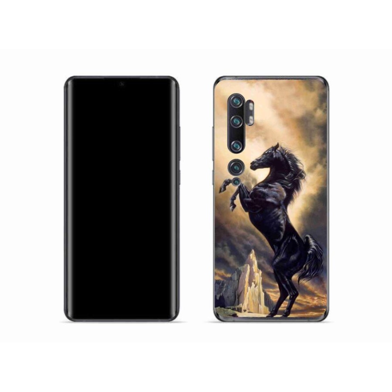 Gelový kryt mmCase na mobil Xiaomi Mi Note 10 - černý kreslený kůň