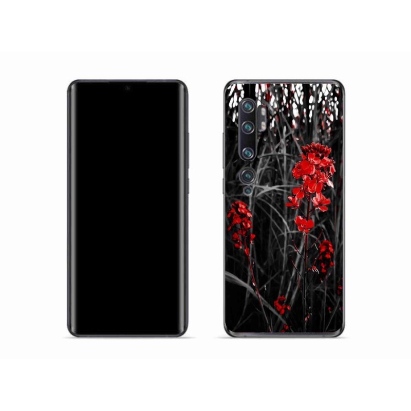Gelový kryt mmCase na mobil Xiaomi Mi Note 10 - červená rostlina