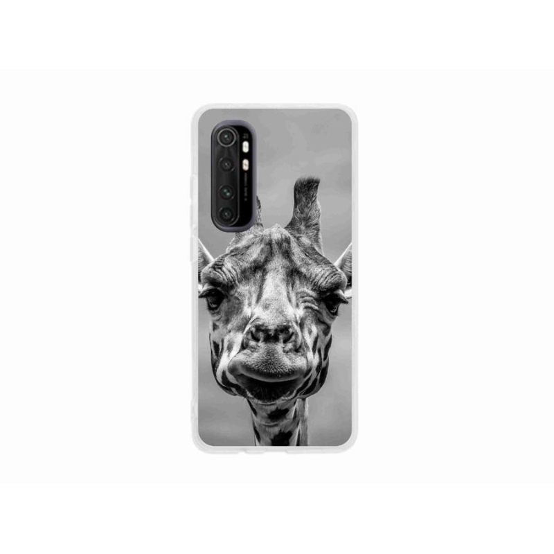 Gelový kryt mmCase na mobil Xiaomi Mi Note 10 Lite - černobílá žirafa
