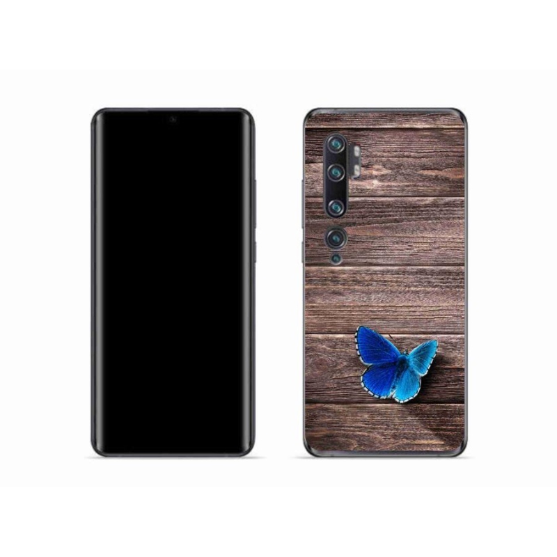 Gelový kryt mmCase na mobil Xiaomi Mi Note 10 - modrý motýl 1