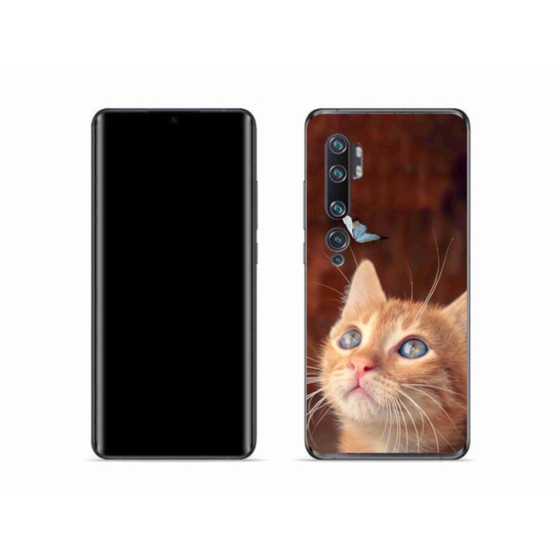 Gelový kryt mmCase na mobil Xiaomi Mi Note 10 - motýl a kotě