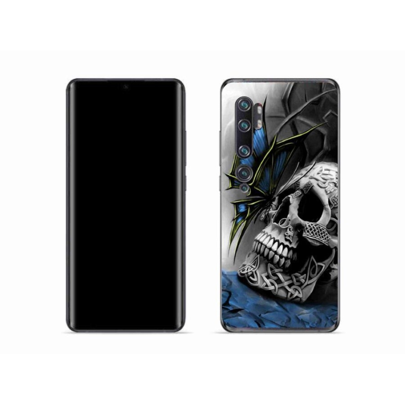 Gelový kryt mmCase na mobil Xiaomi Mi Note 10 - motýl a lebka