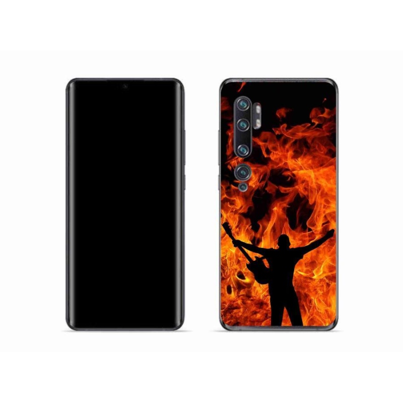 Gelový kryt mmCase na mobil Xiaomi Mi Note 10 - muzikant a oheň