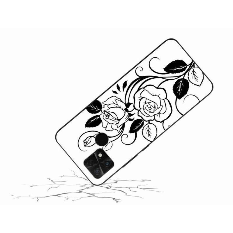 Gelový kryt mmCase na mobil Xiaomi Poco C40 - černobílá růže