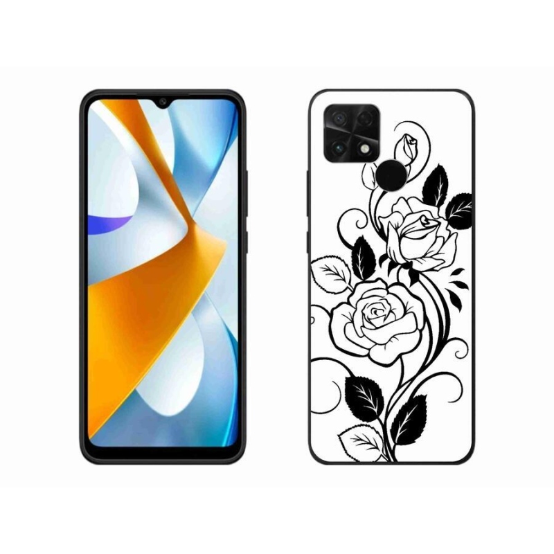 Gelový kryt mmCase na mobil Xiaomi Poco C40 - černobílá růže