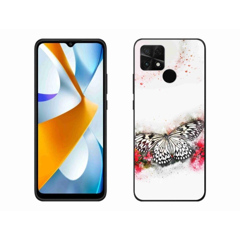 Gelový kryt mmCase na mobil Xiaomi Poco C40 - černobílý motýl
