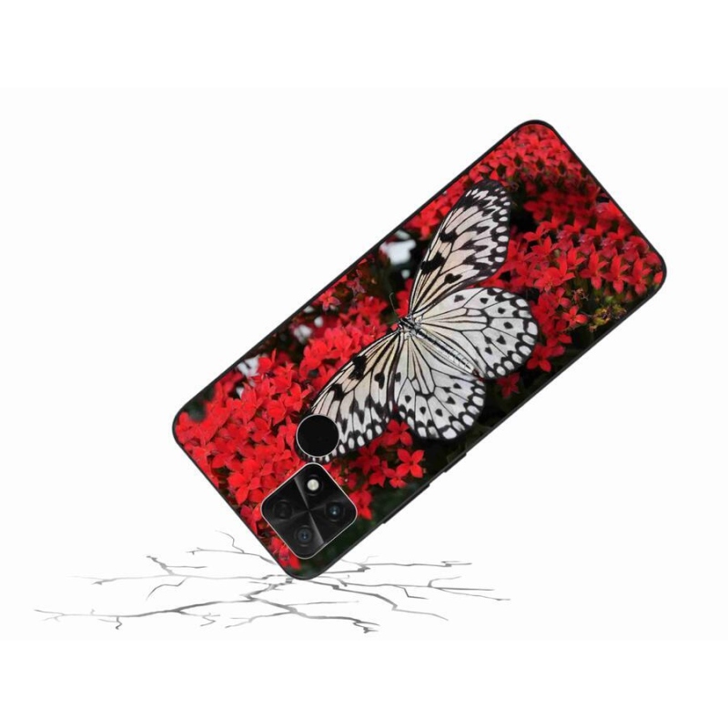 Gelový kryt mmCase na mobil Xiaomi Poco C40 - černobílý motýl 1