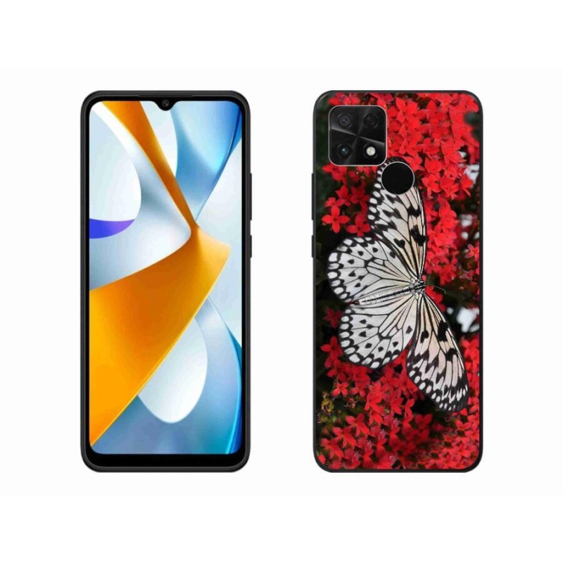 Gelový kryt mmCase na mobil Xiaomi Poco C40 - černobílý motýl 1