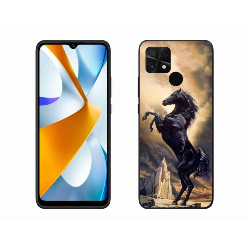 Gelový kryt mmCase na mobil Xiaomi Poco C40 - černý kreslený kůň