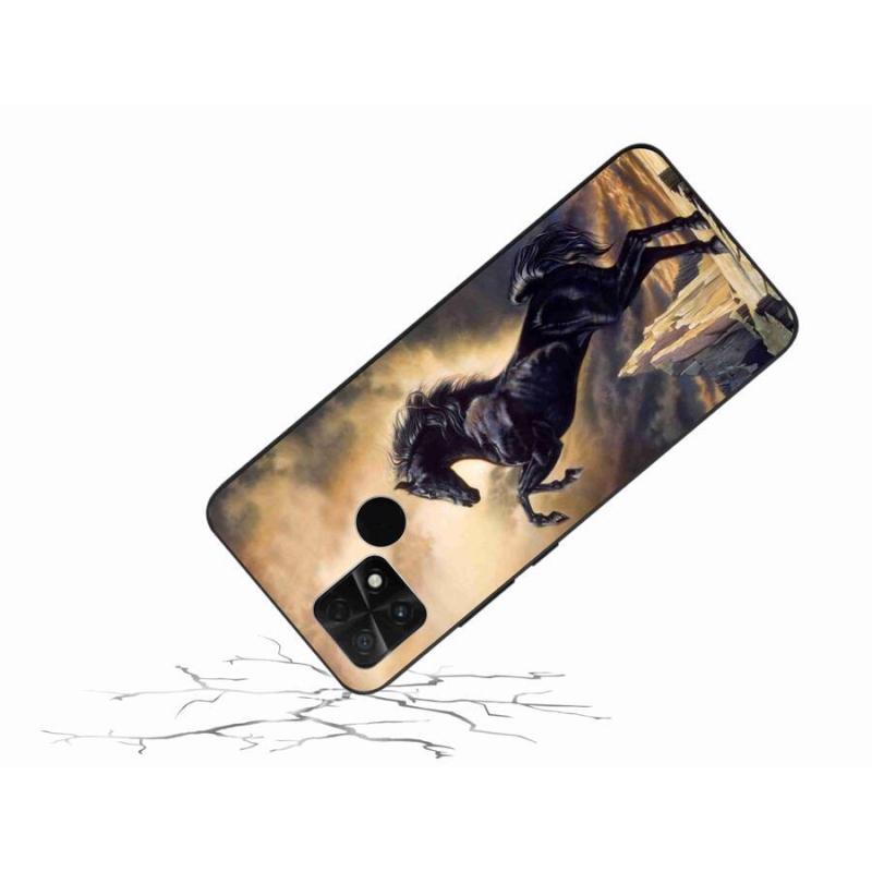 Gelový kryt mmCase na mobil Xiaomi Poco C40 - černý kreslený kůň