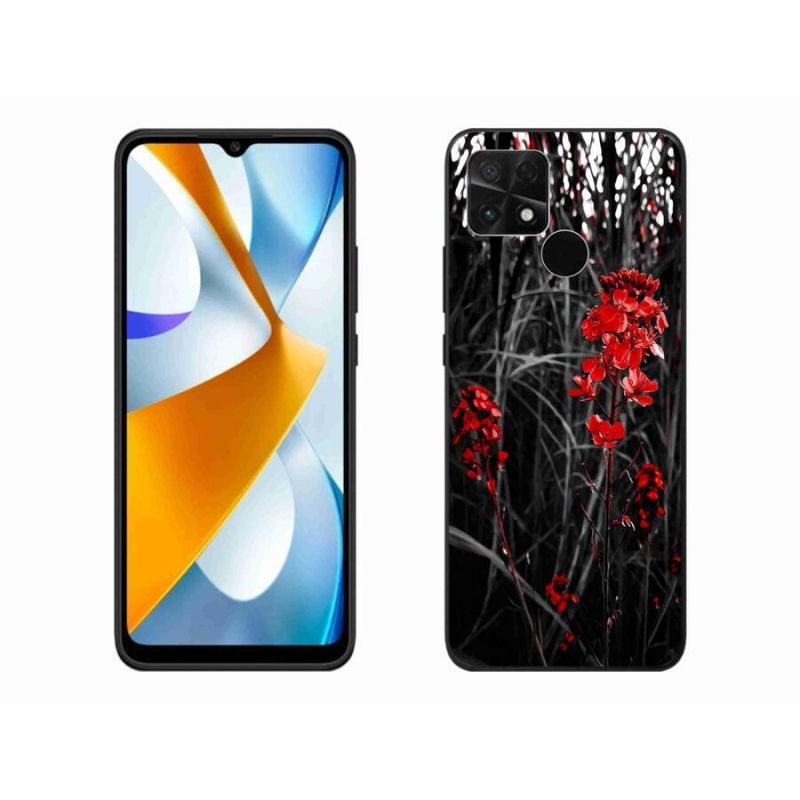 Gelový kryt mmCase na mobil Xiaomi Poco C40 - červená rostlina
