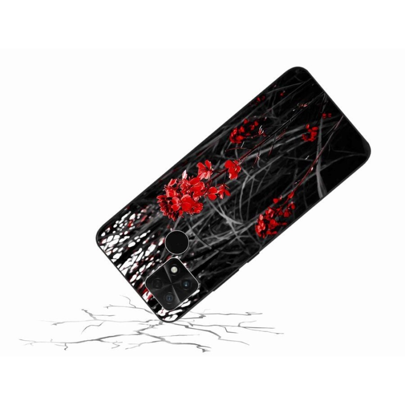 Gelový kryt mmCase na mobil Xiaomi Poco C40 - červená rostlina