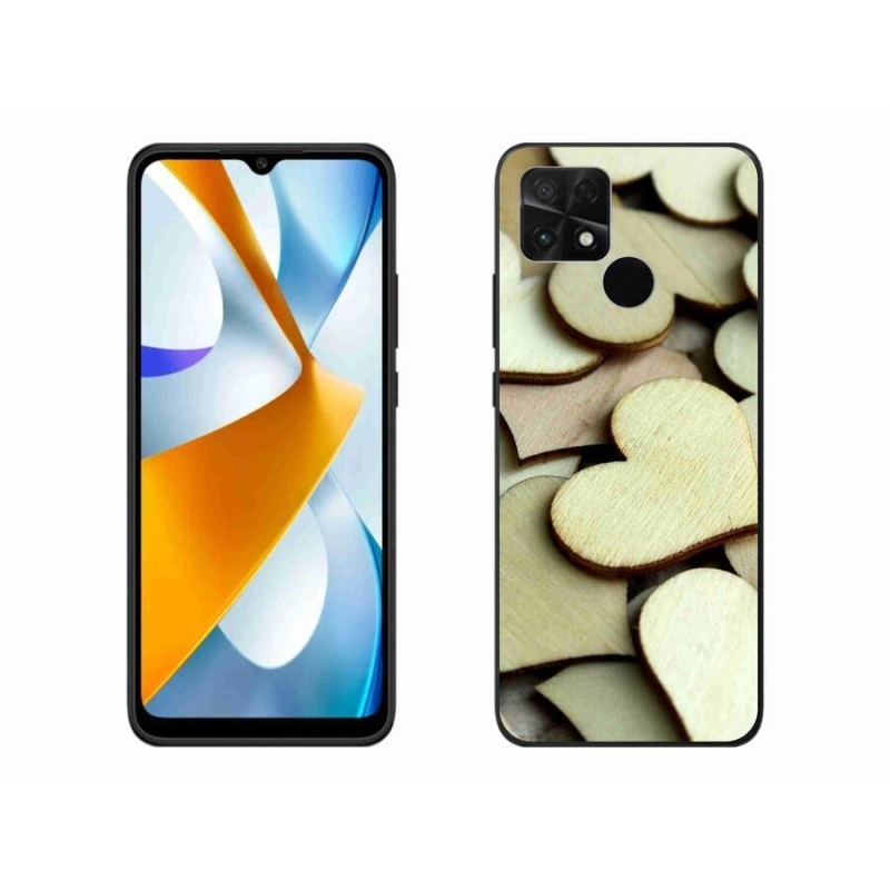 Gelový kryt mmCase na mobil Xiaomi Poco C40 - dřevěná srdíčka