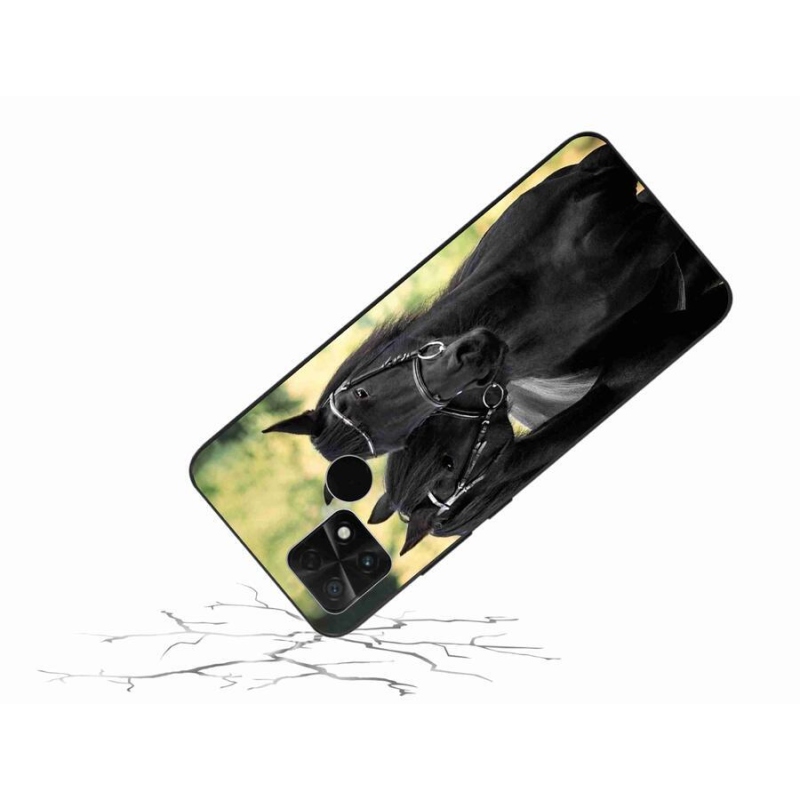Gelový kryt mmCase na mobil Xiaomi Poco C40 - dva černí koně
