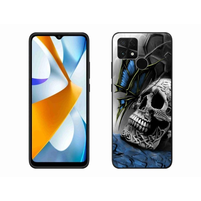 Gelový kryt mmCase na mobil Xiaomi Poco C40 - motýl a lebka