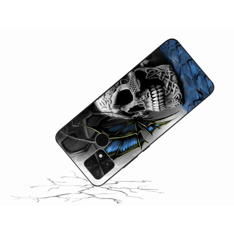 Gelový kryt mmCase na mobil Xiaomi Poco C40 - motýl a lebka