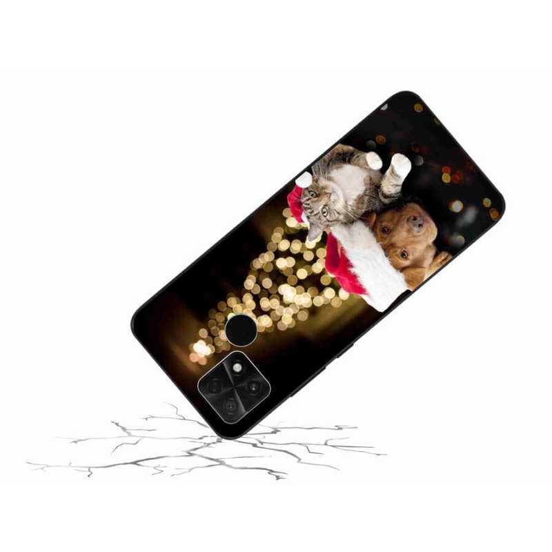 Gelový kryt mmCase na mobil Xiaomi Poco C40 - vánoční pes a kočka