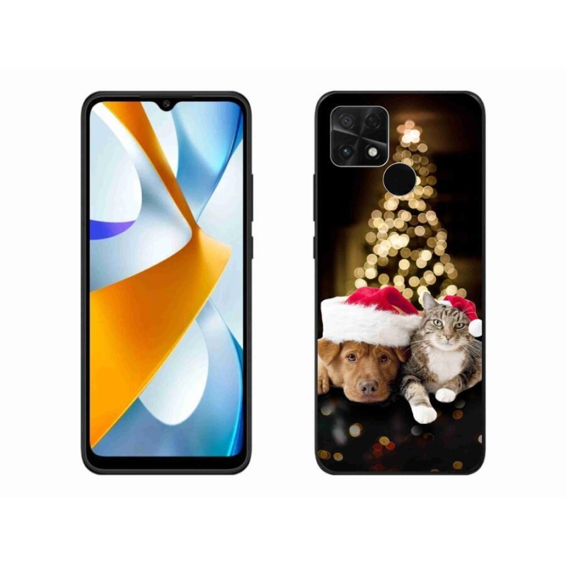 Gelový kryt mmCase na mobil Xiaomi Poco C40 - vánoční pes a kočka