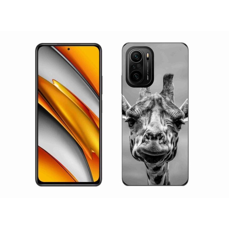 Gelový kryt mmCase na mobil Xiaomi Poco F3 - černobílá žirafa
