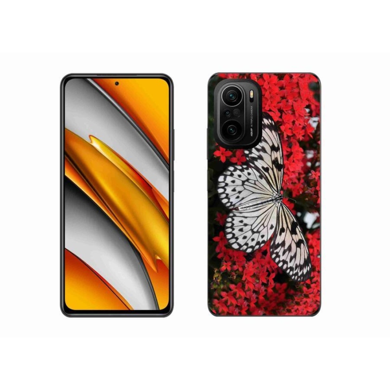 Gelový kryt mmCase na mobil Xiaomi Poco F3 - černobílý motýl 1