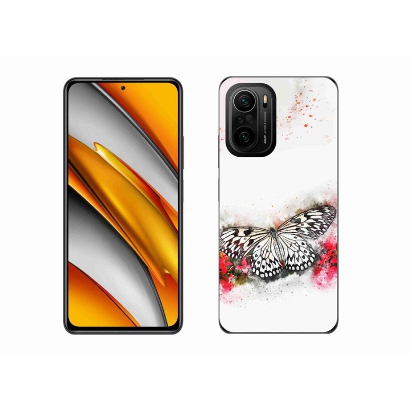 Gelový kryt mmCase na mobil Xiaomi Poco F3 - černobílý motýl