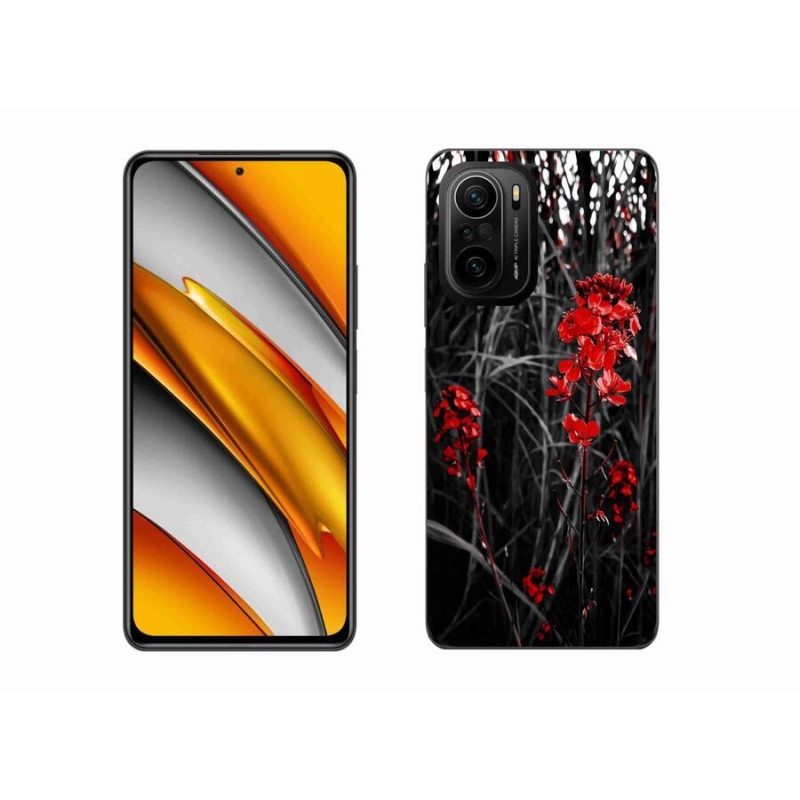 Gelový kryt mmCase na mobil Xiaomi Poco F3 - červená rostlina