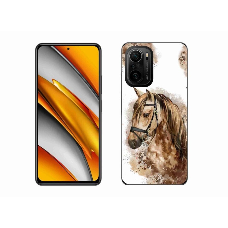 Gelový kryt mmCase na mobil Xiaomi Poco F3 - hnědý kreslený kůň