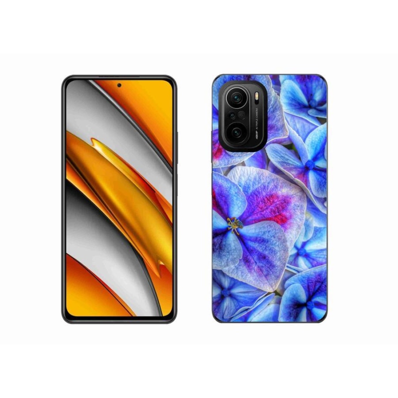 Gelový kryt mmCase na mobil Xiaomi Poco F3 - modré květy 1