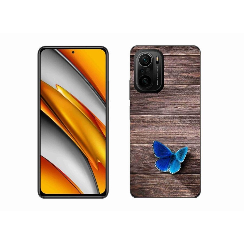 Gelový kryt mmCase na mobil Xiaomi Poco F3 - modrý motýl 1