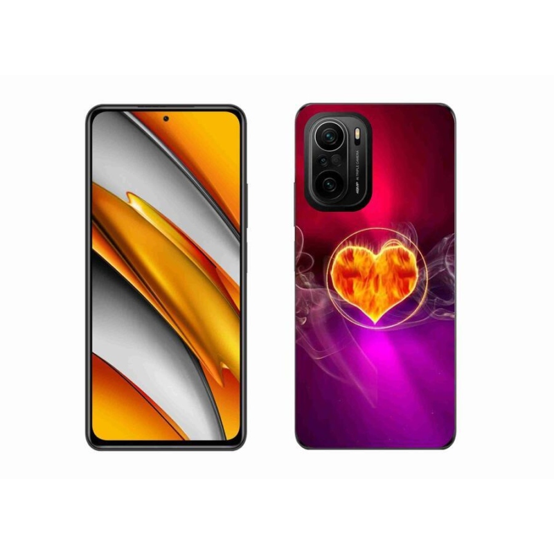 Gelový kryt mmCase na mobil Xiaomi Poco F3 - ohnivé srdce
