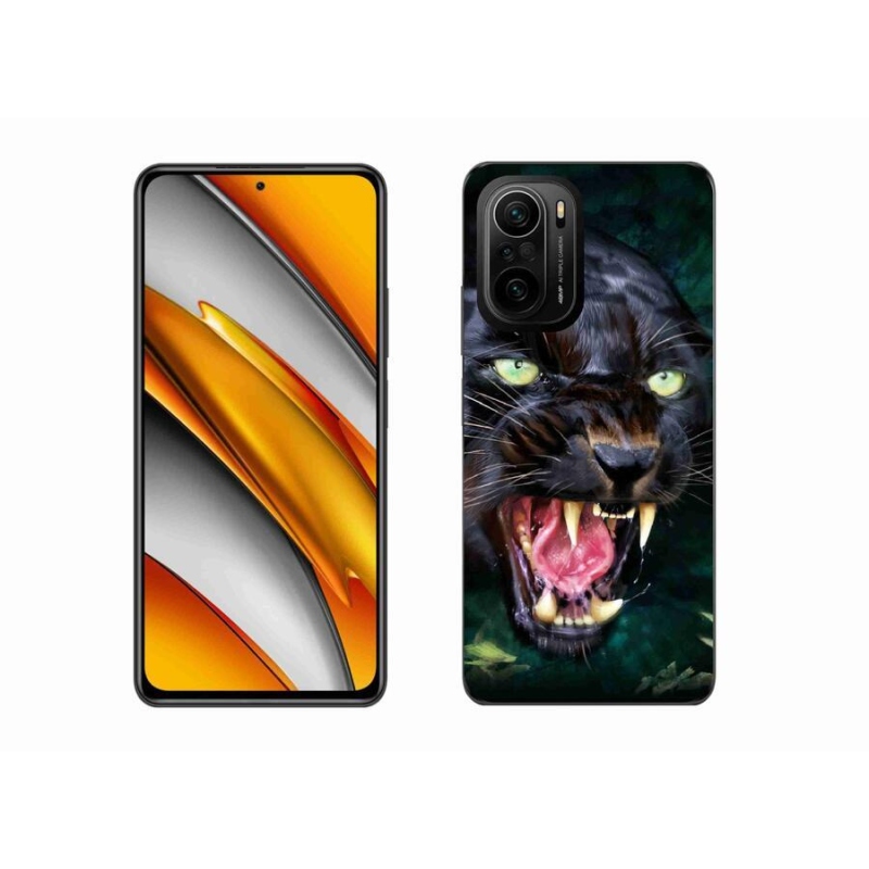 Gelový kryt mmCase na mobil Xiaomi Poco F3 - rozzuřený černý panter