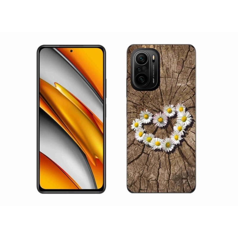 Gelový kryt mmCase na mobil Xiaomi Poco F3 - srdce z kopretin