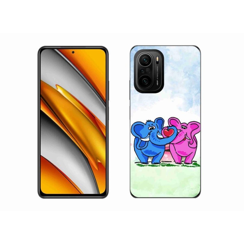Gelový kryt mmCase na mobil Xiaomi Poco F3 - zamilovaní sloni
