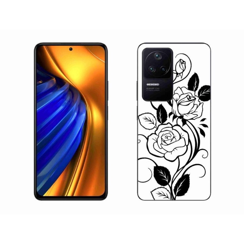 Gelový kryt mmCase na mobil Xiaomi Poco F4 - černobílá růže