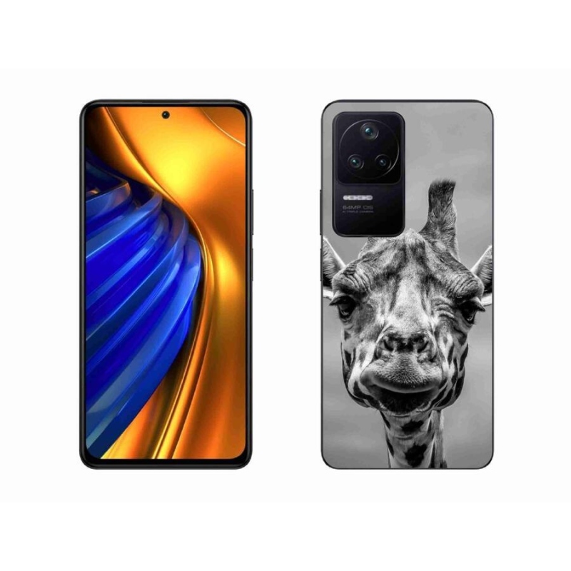 Gelový kryt mmCase na mobil Xiaomi Poco F4 - černobílá žirafa