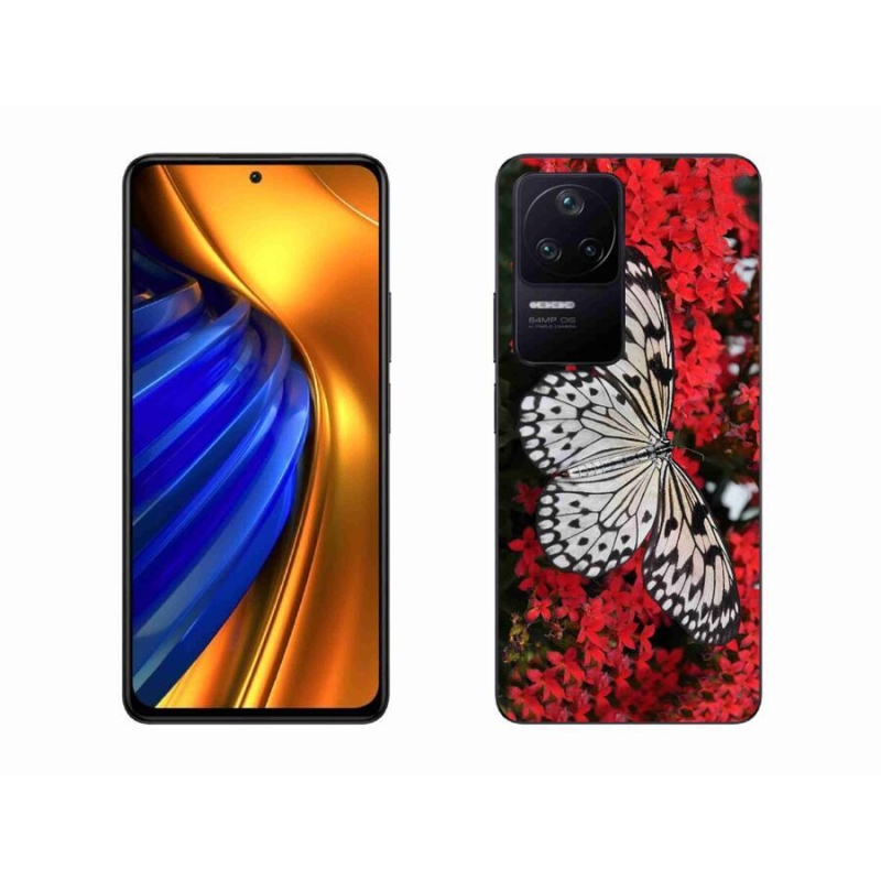 Gelový kryt mmCase na mobil Xiaomi Poco F4 - černobílý motýl 1