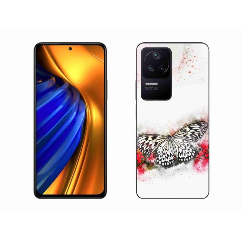 Gelový kryt mmCase na mobil Xiaomi Poco F4 - černobílý motýl
