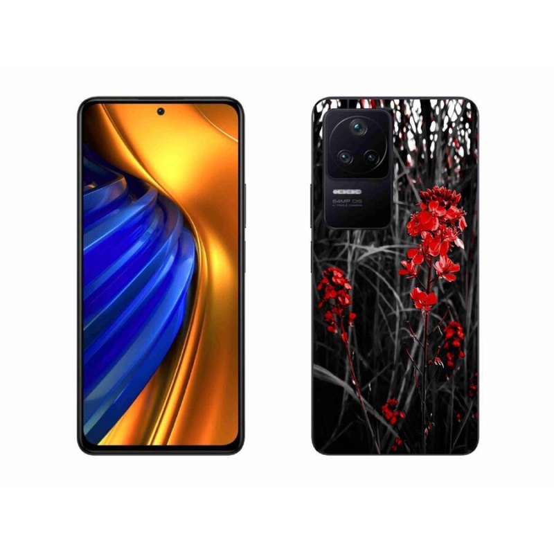 Gelový kryt mmCase na mobil Xiaomi Poco F4 - červená rostlina