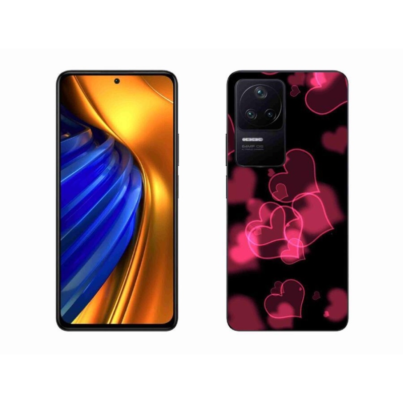 Gelový kryt mmCase na mobil Xiaomi Poco F4 - červená srdíčka