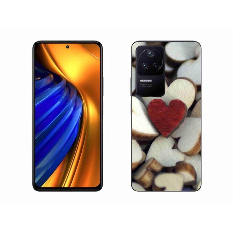 Gelový kryt mmCase na mobil Xiaomi Poco F4 - gravírované červené srdce
