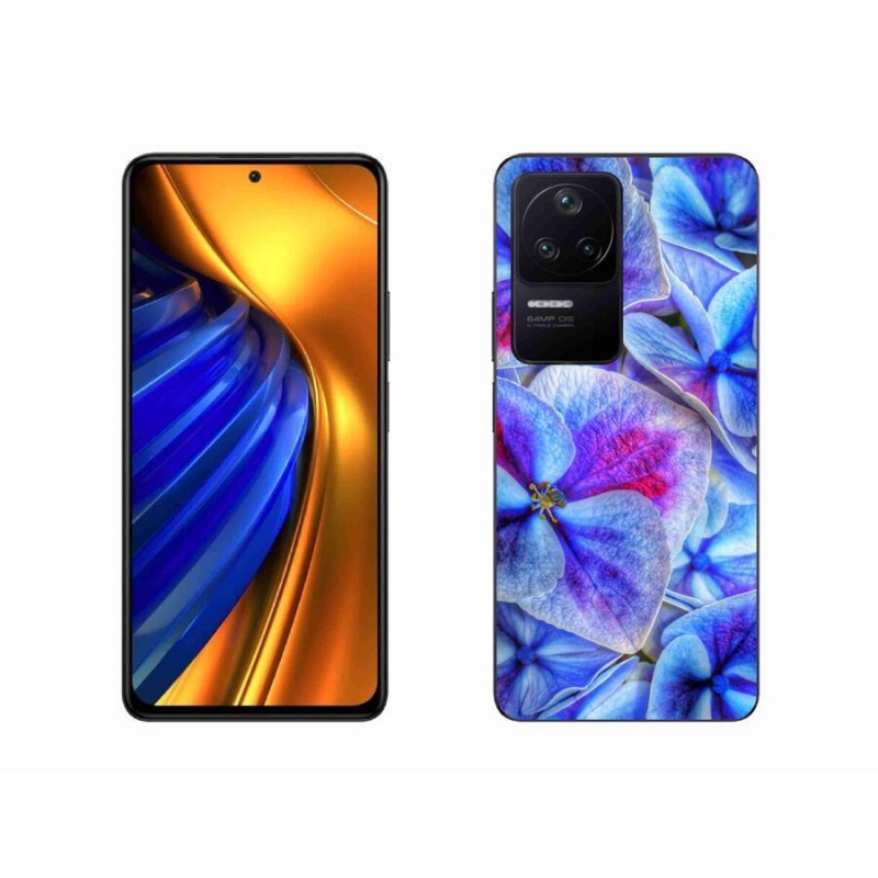 Gelový kryt mmCase na mobil Xiaomi Poco F4 - modré květy 1