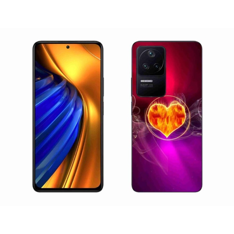 Gelový kryt mmCase na mobil Xiaomi Poco F4 - ohnivé srdce